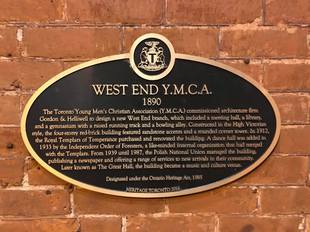 Heritage Toronto's The Great Hall Plaque